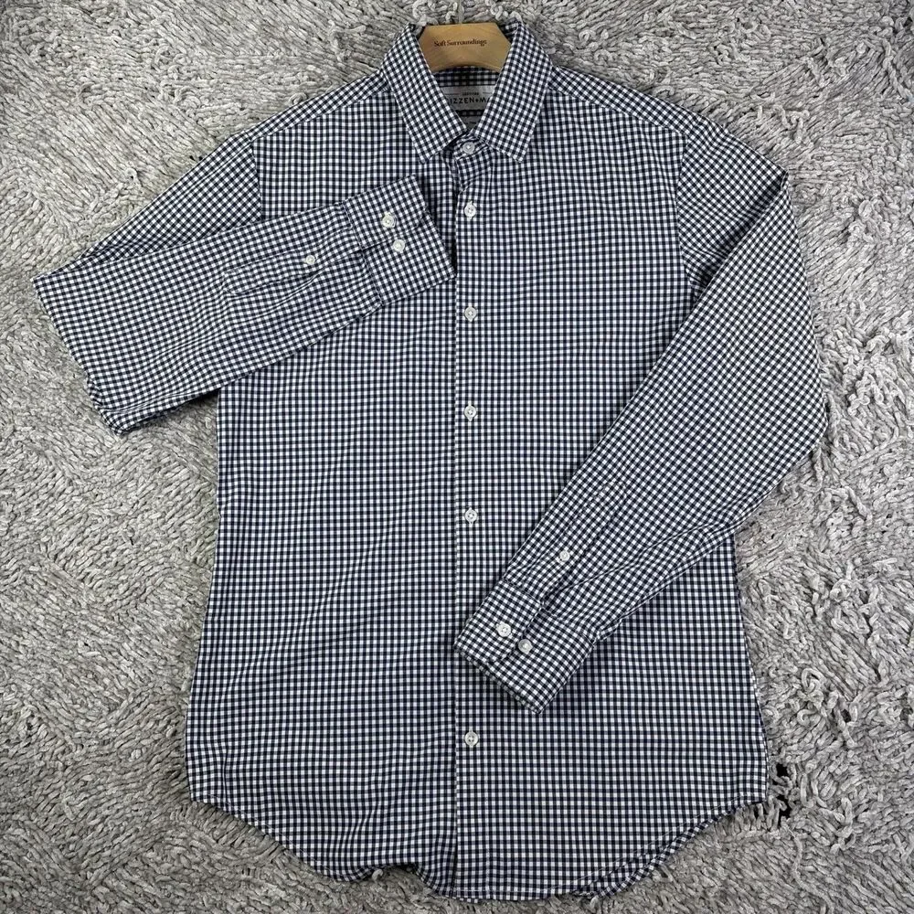 Mizzen Main Button Shirt Lot Of Two Mens Small Trim Fit Plaid Long Sleeve Preppy